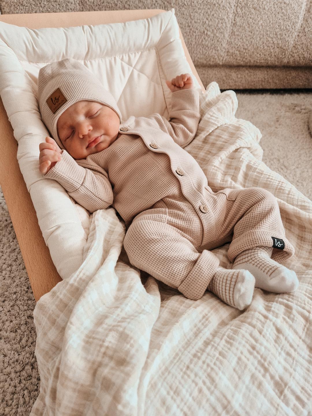 Wafel beanie sand newborn