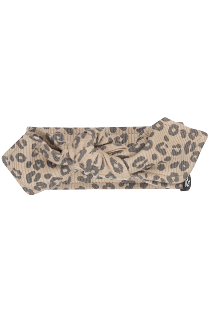 Haarbandje leopard rib donkerbeige