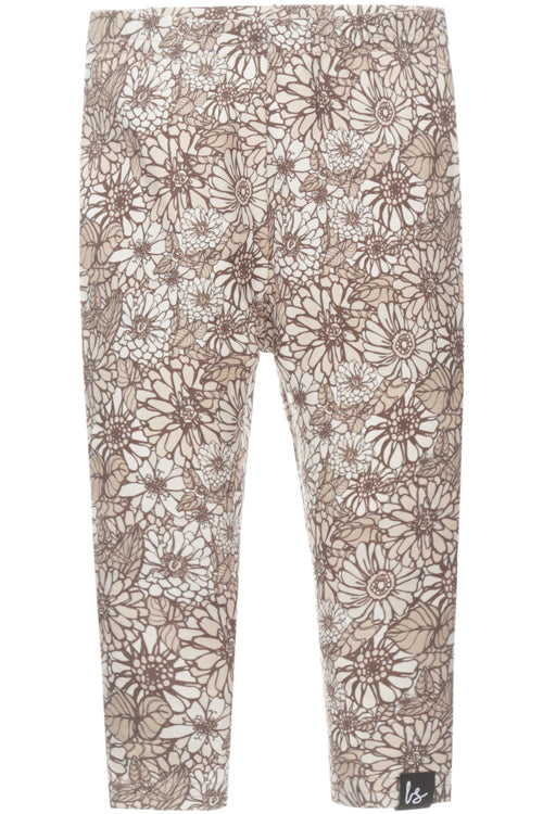 Legging retro flowers beige