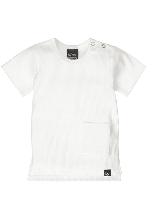 Langrücken-T-Shirt mit Rippstrick (Ecru) 50/56