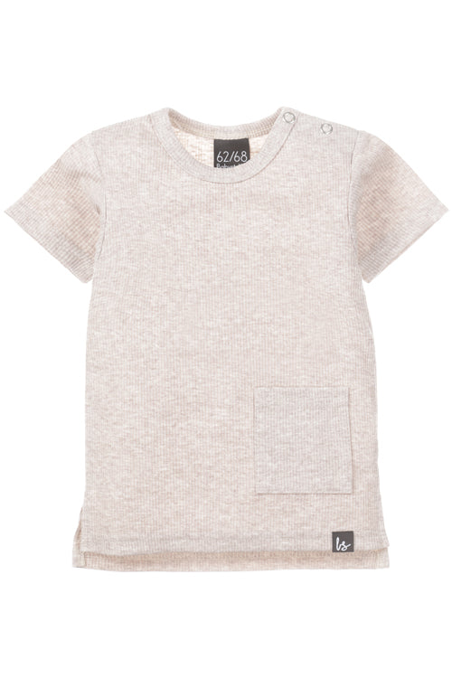 Long back t-shirt rib (gemeleerd sand) 50/56