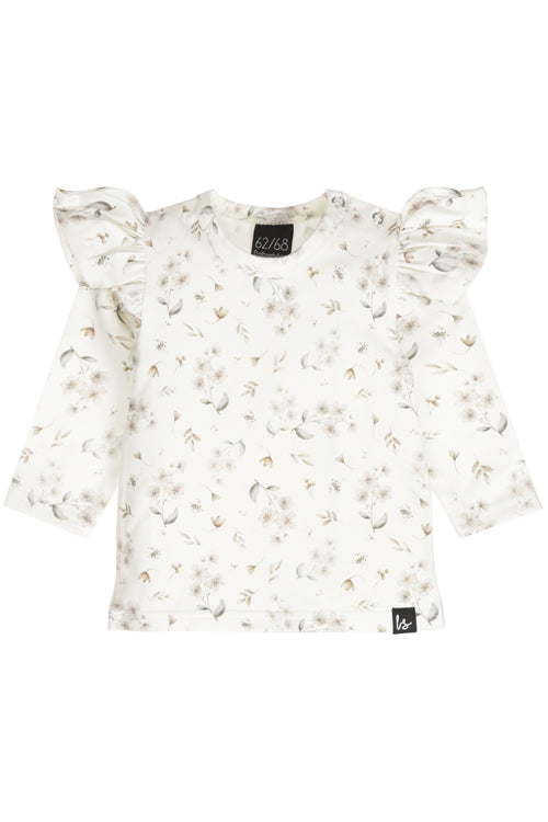 Ruffle longsleeve cream flowers (off white)