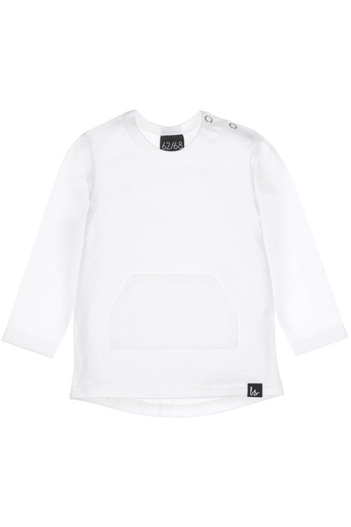 Weißes Langarmshirt mit Tasche