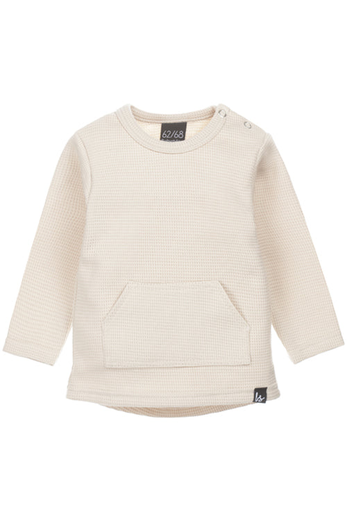 Langarmshirt mit Waffelmuster und Tasche (Sand)