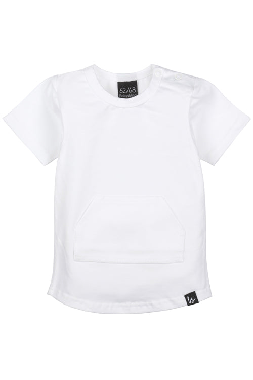 T-Shirt mit Tasche, weiß, Größe 122/128