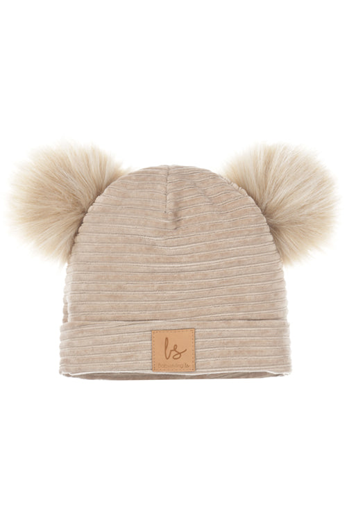 Pompom bear mutsje (light oak)