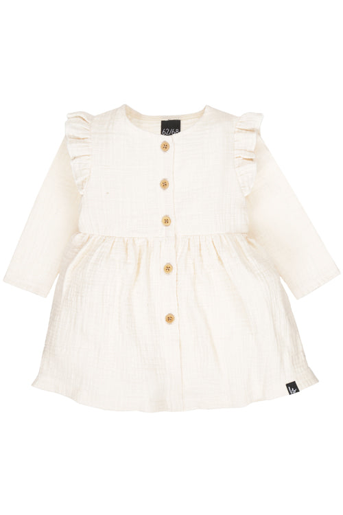 Ruffle button dress linnen (nude) 134/140