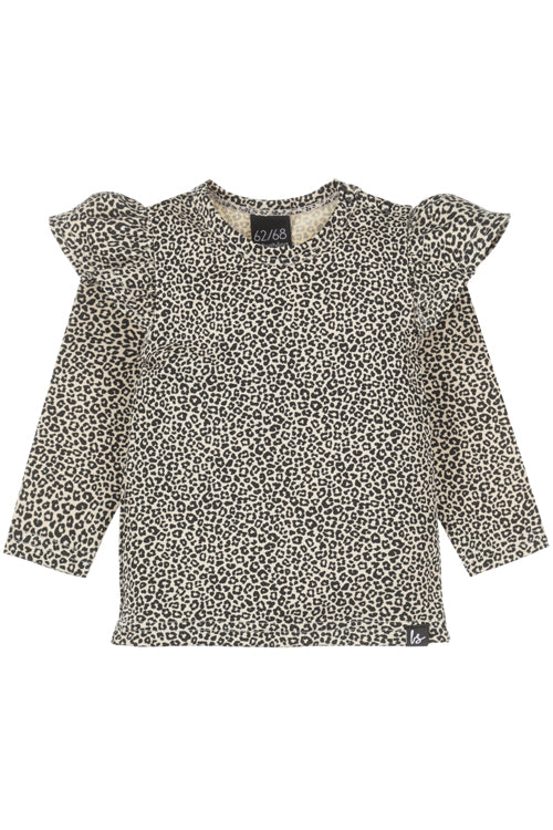 Ruffle longsleeve luipaard (beige)