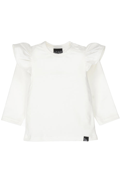 Weißes Langarmshirt mit Rüschen