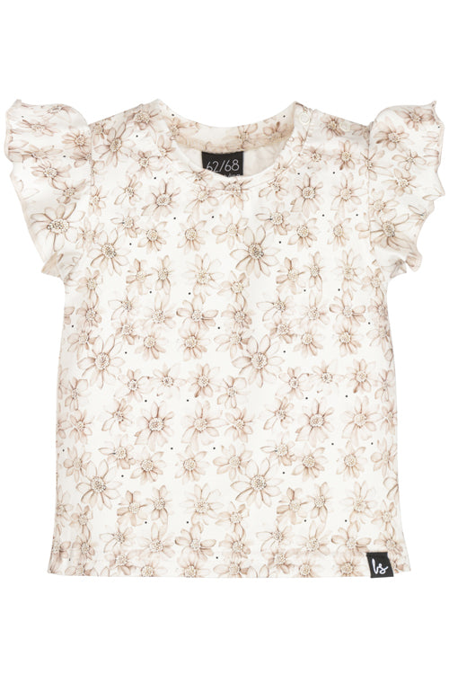 Ruffle sleeves t-shirt jasmine flower