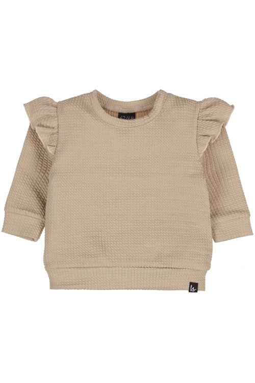 Ruffle sweater waved beige