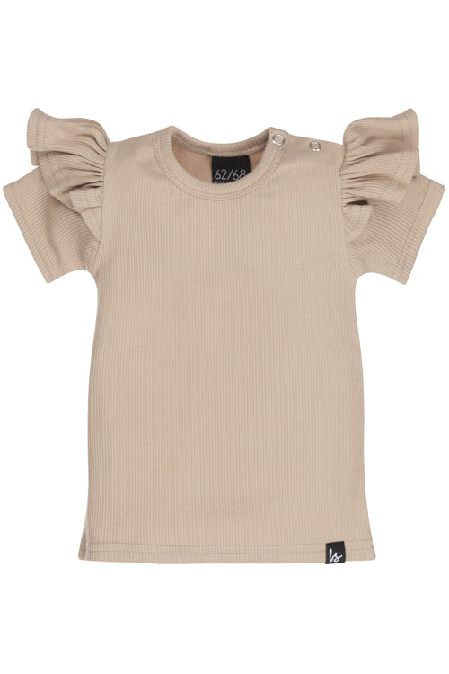 Rüschen-T-Shirt, gerippt, beige, 50/56