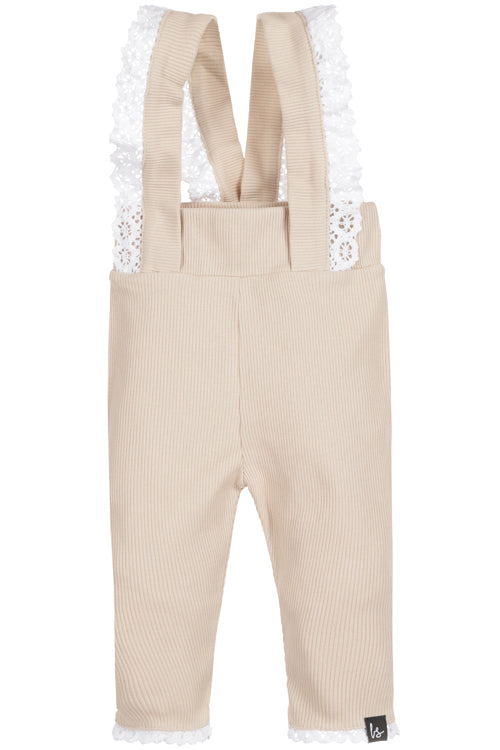 Rüschen-Latzhose in Hellbeige