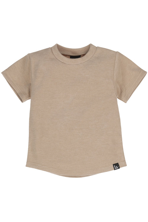 Rib jersey t-shirt gemeleerd sand