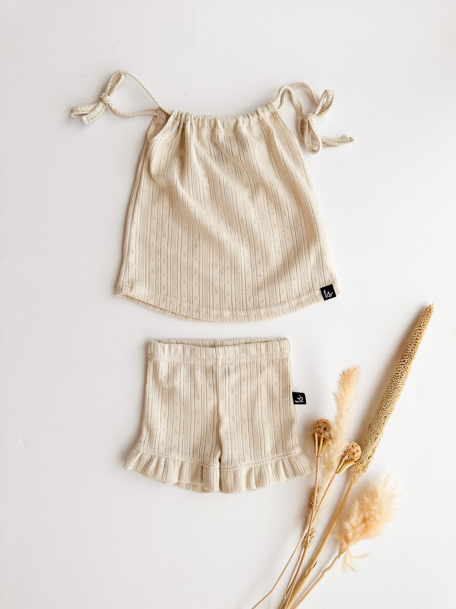 2 pieces set pointelle (strepen) sand