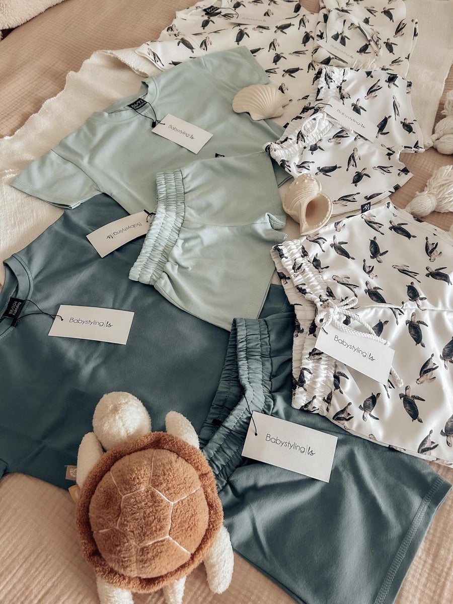 Rib jersey short little turtles