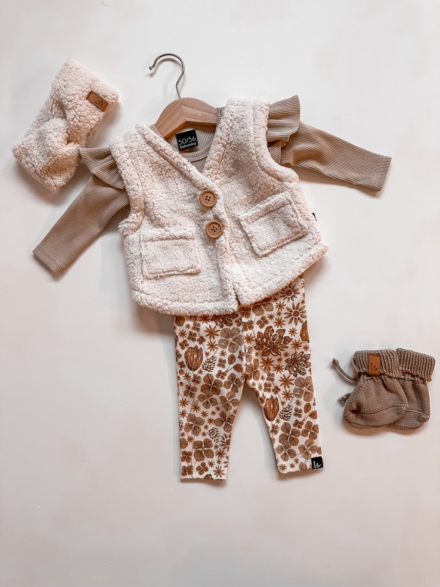Ruffle romper rib (beige)