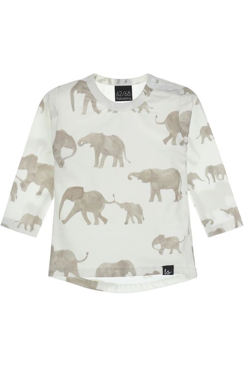 Langarmshirt mit kleinem Elefantenmotiv (abgerundeter Rücken)