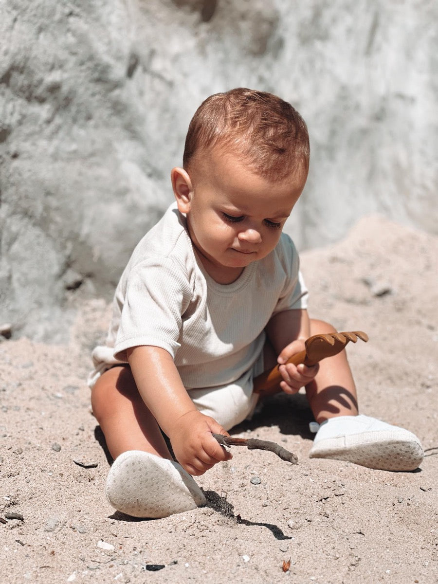 Rib jersey t-shirt sand