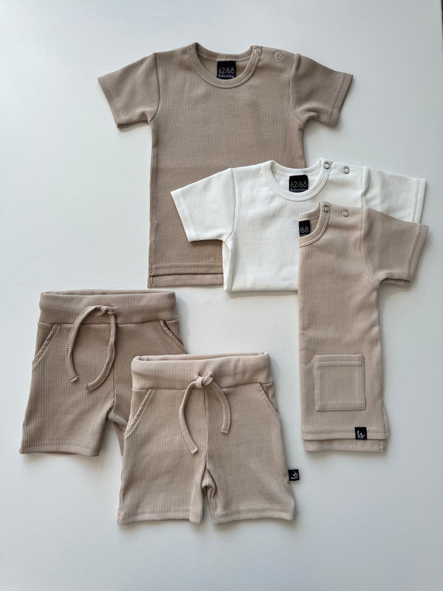 Short with pockets rib jersey sand