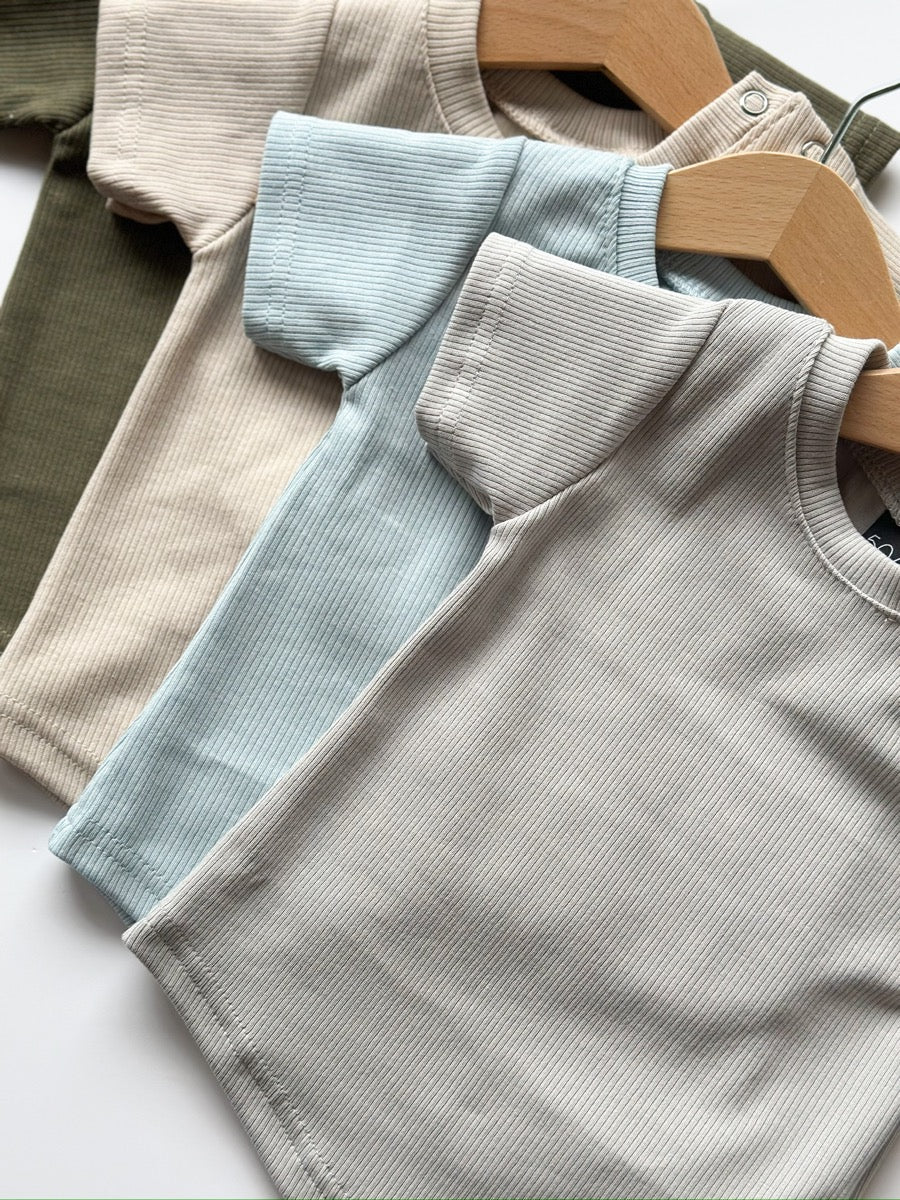 Rib jersey t-shirt sand