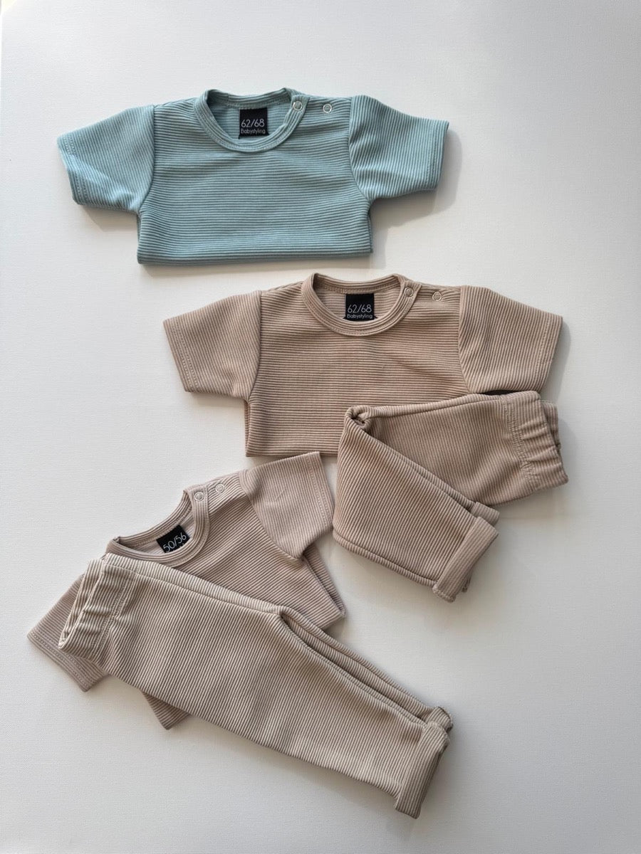 Rib t-shirt (rounded back) (sand)