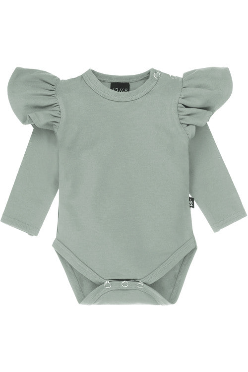 Ruffle romper (mosgroen)