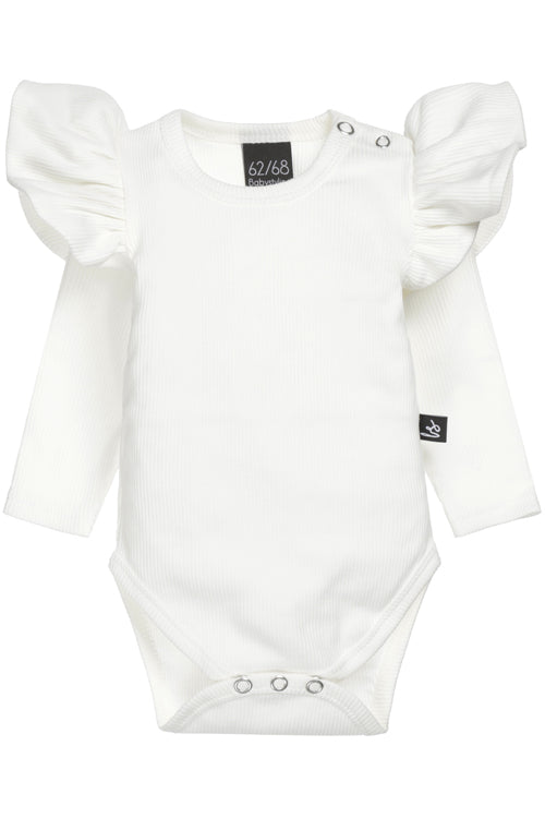 Ruffle romper rib ecru