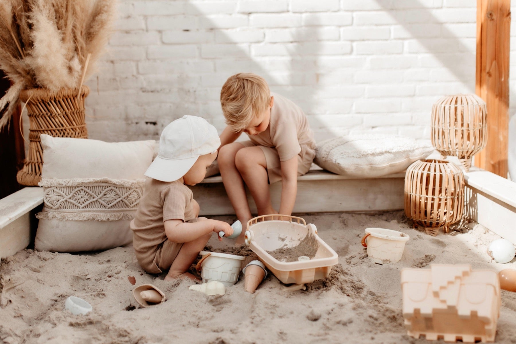 Short with pockets rib jersey sand