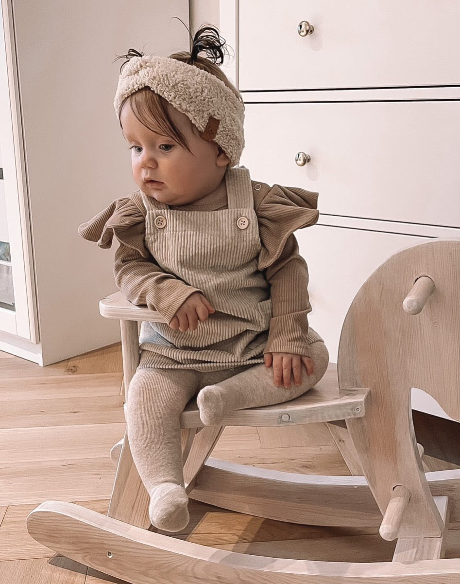 Ruffle romper rib (beige)
