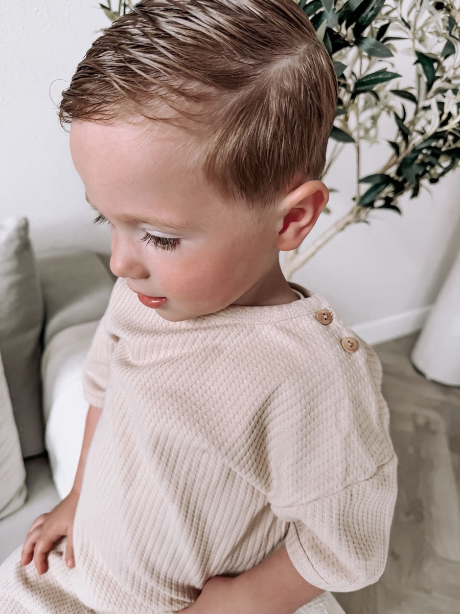 Soft wafel t-shirt sand