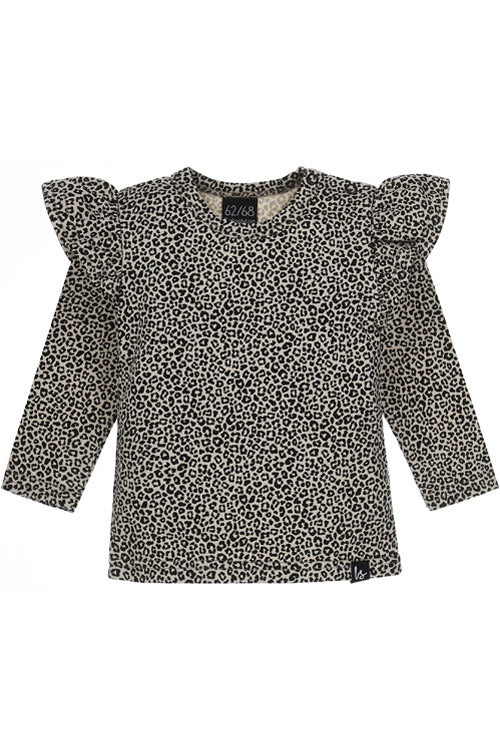 Leopardenmuster mit Rüschen und langen Ärmeln (beige)