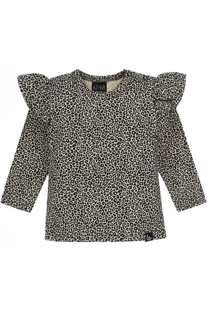 Ruffle longsleeve luipaard (beige)