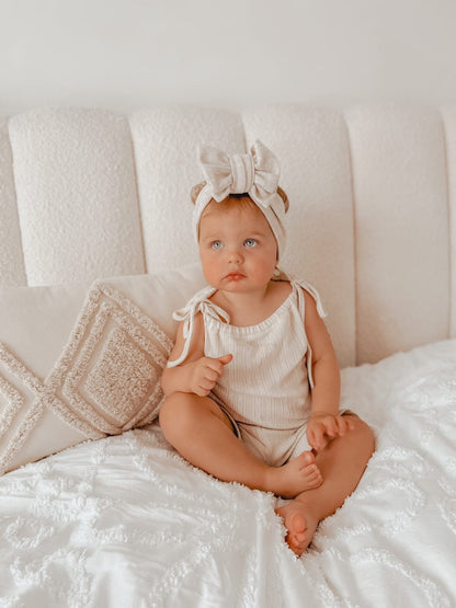 2 pieces set pointelle (strepen) sand