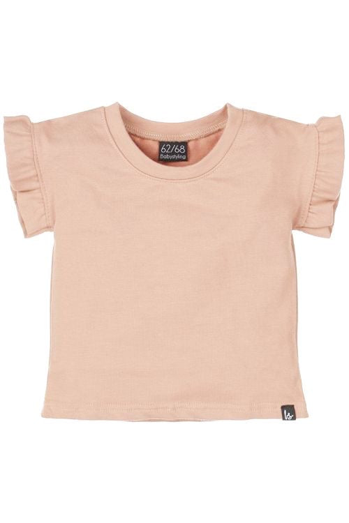 Rüschen-T-Shirt mit Schmetterlingsmotiv, altrosa