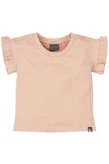 Rüschen-T-Shirt mit Schmetterlingsmotiv, altrosa