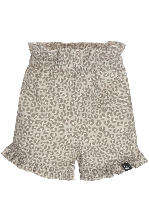 Double ruffle short leopard grey sand