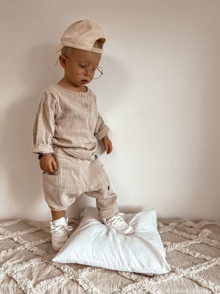 Linnen longsleeve almond