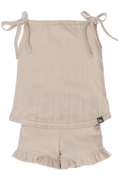 2 pieces set pointelle (strepen) beige