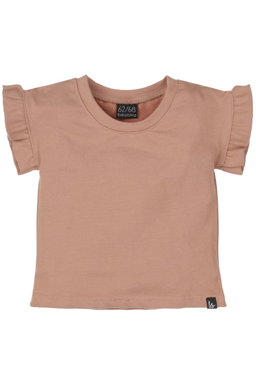 T-Shirt mit Schmetterlingsrüschen, Tonrosa, Größe 110/116