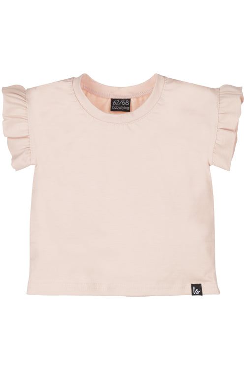Rüschen-T-Shirt mit Schmetterlingsmotiv, altrosa