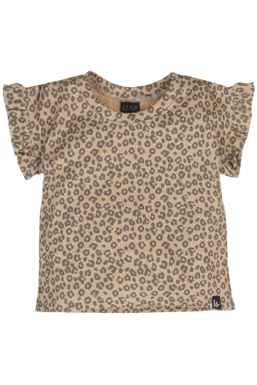Schmetterlings-T-Shirt, gerippt, Leopardenmuster