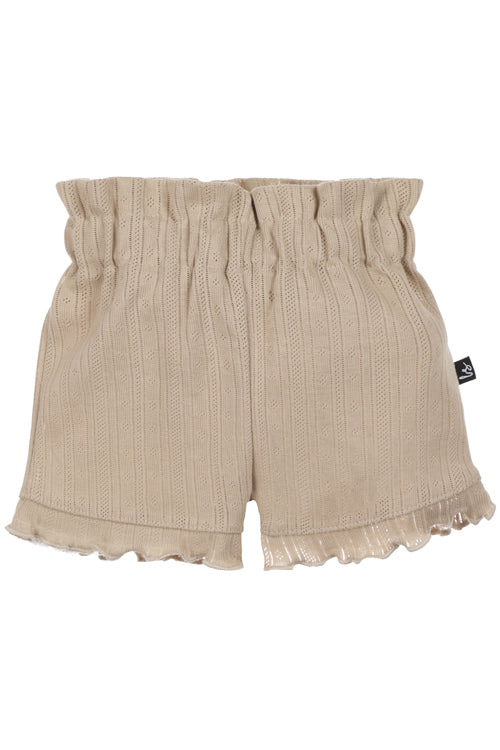 Double ruffle short pointelle beige