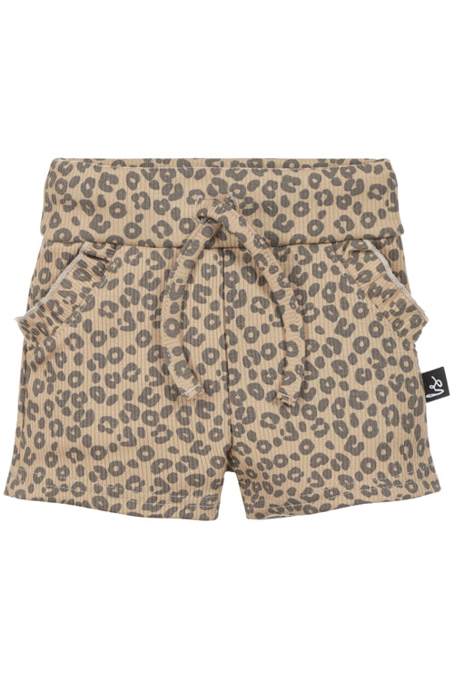 Double ruffle short rib leopard