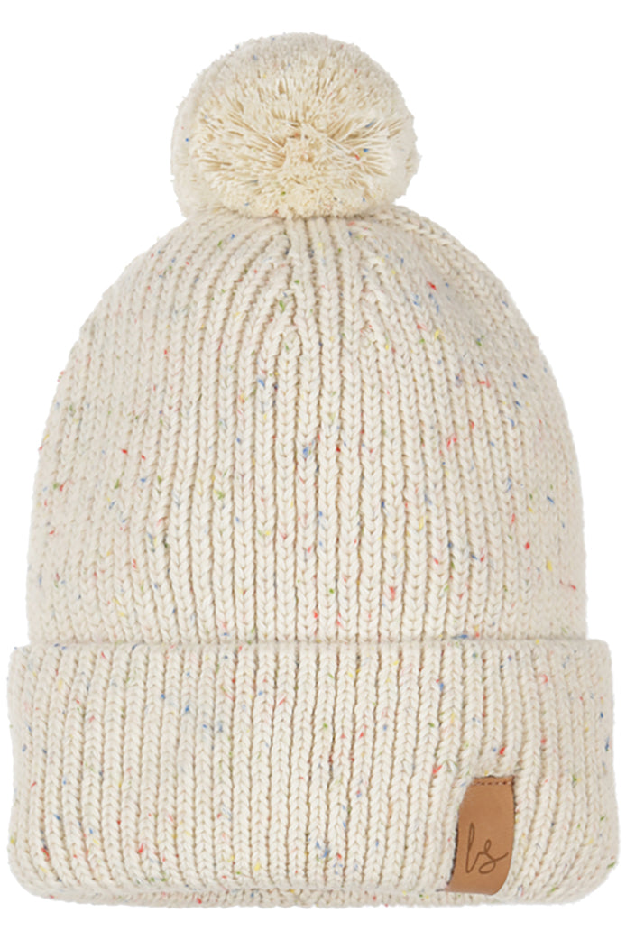 Knitted pompom mutsje (blended)
