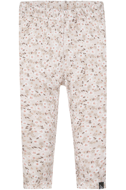 Leggings mit Blumenmuster und Rippen