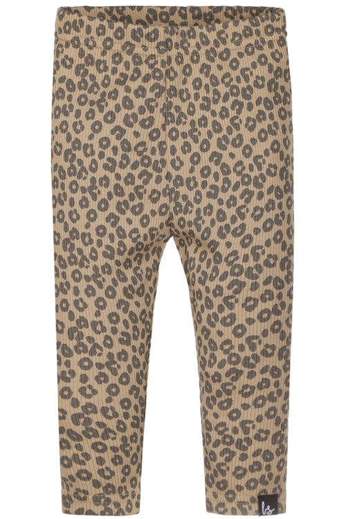 Legging leopard rib donker beige