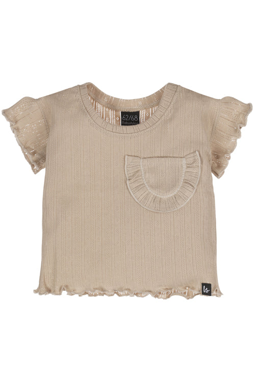 Locker geschnittenes Rüschentop in Beige mit Lochmuster