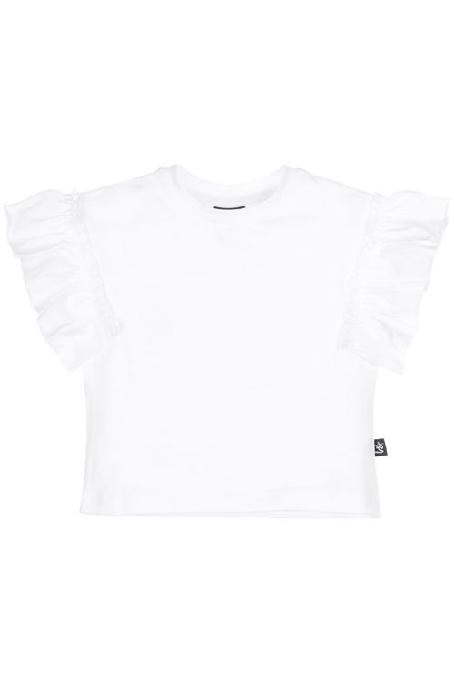 Loose fit t-shirt ruffles white Mystyles
