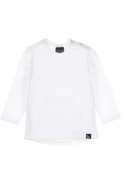 Weißes Langarmshirt mit Tasche